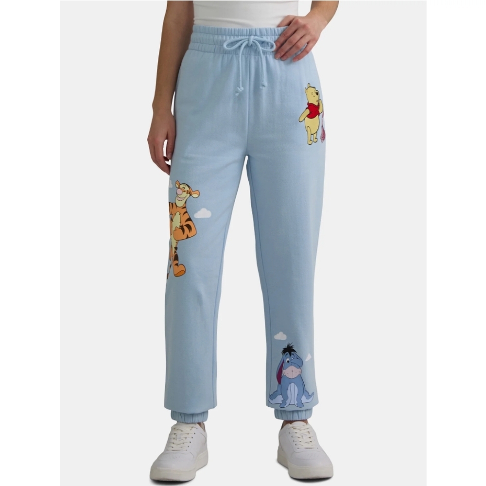 Winnie the Pooh Women’s Size XS (0-2) Embroidered Graphic Joggers Blue Disney